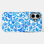 Levendig Blauw-Wit Waterverf Botanisch Case-Mate iPhone Case (Achterkant (horizontaal))