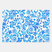 Levendig Blauw-Wit Waterverf Botanisch Inpakpapier Vel (Voorkant 3)