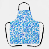 Levendig Blauw-Wit Waterverf Botanisch Schort (Voorkant)