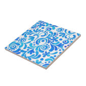 Levendig Blauw-Wit Waterverf Botanisch Tegeltje (Zijkant)