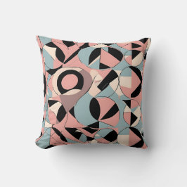 Levendig blauwgroen en mosterd geometrisch patroon kussen