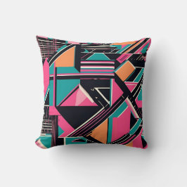 Levendig blauwgroen en mosterd geometrisch patroon kussen