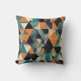 Levendig blauwgroen en mosterd geometrisch patroon kussen