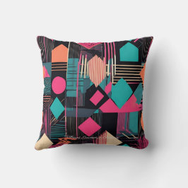 Levendig blauwgroen en mosterd geometrisch patroon kussen