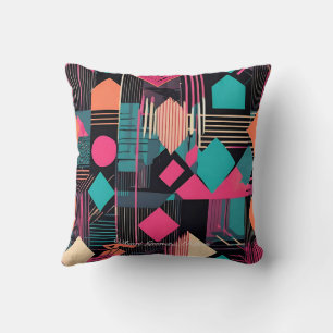 Levendig blauwgroen en mosterd geometrisch patroon kussen