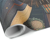 Levendig Blauwgroen "oude inheemse kronieken" cade Cadeaupapier (Rol Hoek)