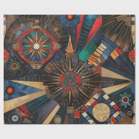 Levendig Blauwgroen "oude inheemse kronieken" cade Cadeaupapier (Vlak)