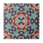 Levendig Blauwgroen rood beige geometrisch patroon Tegeltje (Voorkant)