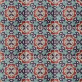 Levendig Blauwgroen rood beige geometrisch patroon Tegeltje