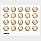 Levendig Bloem Kader Ontwerp Ronde Sticker (Vel)