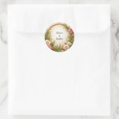 Levendig Bloem Kader Ontwerp Ronde Sticker (Tas)
