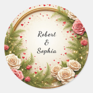Levendig Bloem Kader Ontwerp Ronde Sticker