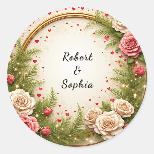Levendig Bloem Kader Ontwerp Ronde Sticker (Voorkant)