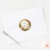 Levendig Bloem Kader Ontwerp Ronde Sticker (Envelop)