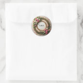 Levendig Bloem Kader Ontwerp Ronde Sticker (Tas)