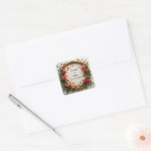 Levendig Bloem Kader Ontwerp Vierkante Sticker (Envelop)