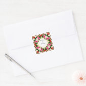 Levendig Bloem Kader Ontwerp Vierkante Sticker (Envelop)