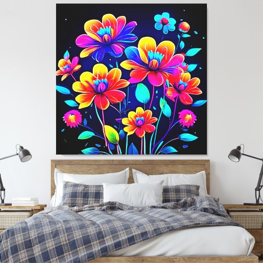 Levendig bloemboeket canvas afdruk (Insitu (Slaapkamer))