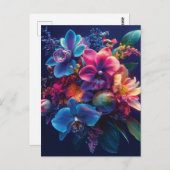 Levendig bloemboeket met neonbloemen briefkaart (Voorkant / Achterkant)