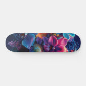 Levendig bloemboeket met neonbloemen persoonlijk skateboard (Horizontaal)