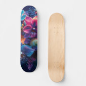 Levendig bloemboeket met neonbloemen persoonlijk skateboard (Voorkant)