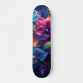Levendig bloemboeket met neonbloemen persoonlijk skateboard (Voorkant)