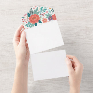 Levendig bloemenall-over printpatroon all in one uitnodiging