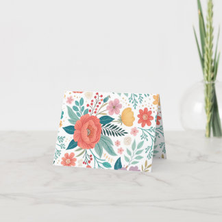 Levendig bloemenall-over printpatroon bedankkaart