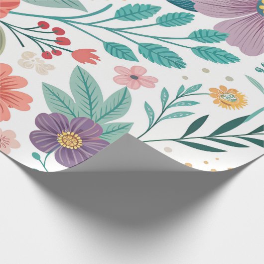 Levendig bloemenall-over printpatroon cadeaupapier (Hoek)