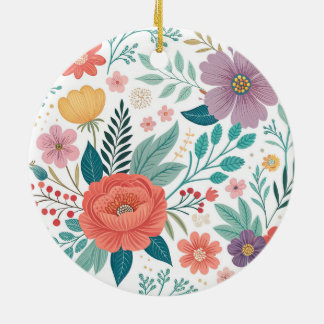 Levendig bloemenall-over printpatroon keramisch ornament