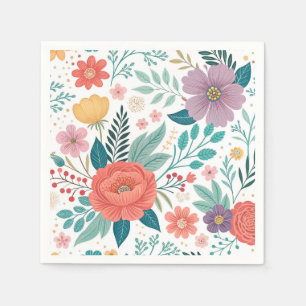Levendig bloemenall-over printpatroon servet