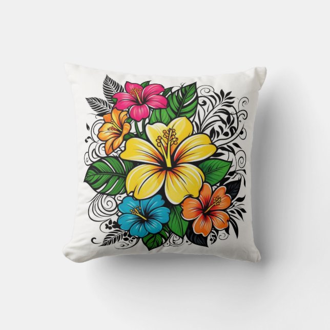 Levendig Bloemenbloei Sierkussen (Voorkant)