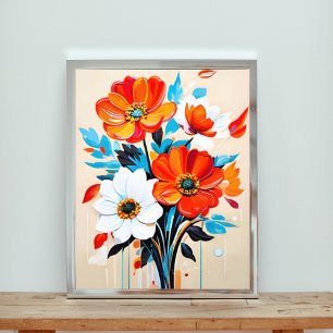 Levendig bloemenboeket schilderij foto afdruk