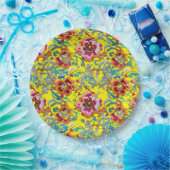 Levendig  bloemenborduurpatroon papieren bordje (Feest)