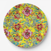 Levendig  bloemenborduurpatroon papieren bordje (Voorkant)