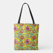 Levendig  bloemenborduurpatroon tote bag (Achterkant)