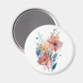 Levendig Bloemendesign in Waterverf Magneet (Voorkant / Achterkant)