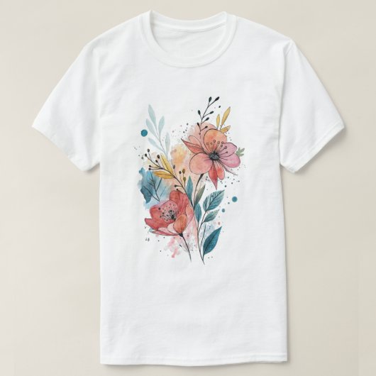Levendig Bloemendesign in Waterverf T-shirt (Design voorkant)
