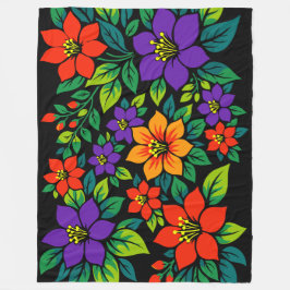 Levendig Bloemendesign met Kleurrijke Bloesems Fleece Deken