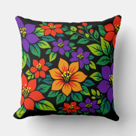 Levendig Bloemendesign met Kleurrijke Bloesems Kussen