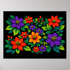 Levendig Bloemendesign met Kleurrijke Bloesems Poster