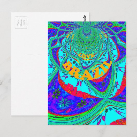 Levendig Bloemenpatroon: Braziliaanse eerbetoon Ee Briefkaart (Voorkant / Achterkant)