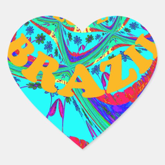 Levendig Bloemenpatroon: Braziliaanse eerbetoon Ee Hart Sticker (Voorkant)