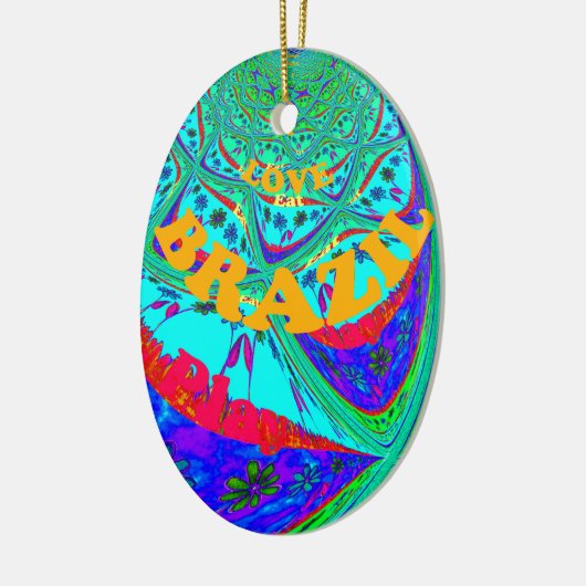 Levendig Bloemenpatroon: Braziliaanse eerbetoon Ee Keramisch Ornament (Links)