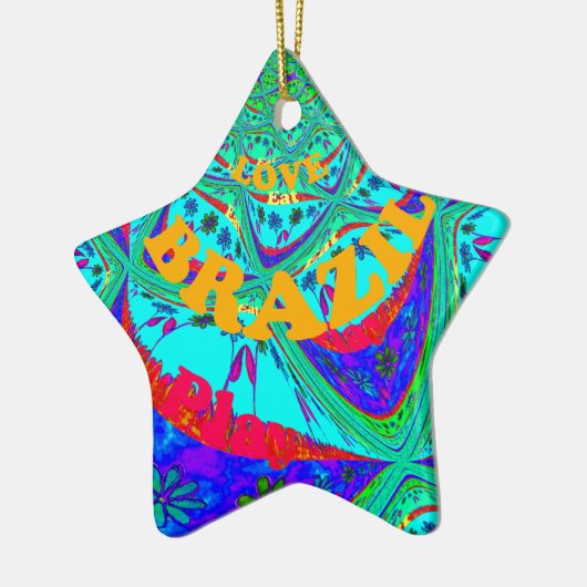 Levendig Bloemenpatroon: Braziliaanse eerbetoon Ee Keramisch Ornament (Links)