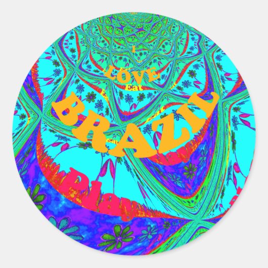 Levendig Bloemenpatroon: Braziliaanse eerbetoon Ee Ronde Sticker (Voorkant)