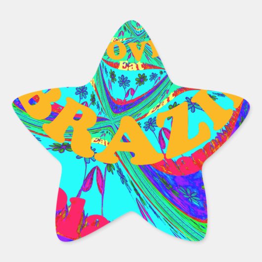 Levendig Bloemenpatroon: Braziliaanse eerbetoon Ee Ster Sticker (Voorkant)