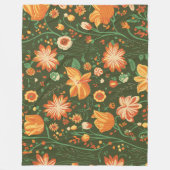 Levendig bloemenpatroon met Sinaasappel & gele blo Fleece Deken (Voorkant)