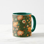 Levendig bloemenpatroon met Sinaasappel & gele blo Mok (Voorkant rechts)