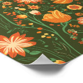 Levendig bloemenpatroon met Sinaasappel & gele blo Poster (Hoek)